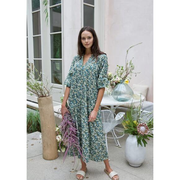 Mirth Dresses & Skirts - Mirth Handmade Edition Palm Springs Kaftan Dress Sweet Pea Boho Cottage SZ S
